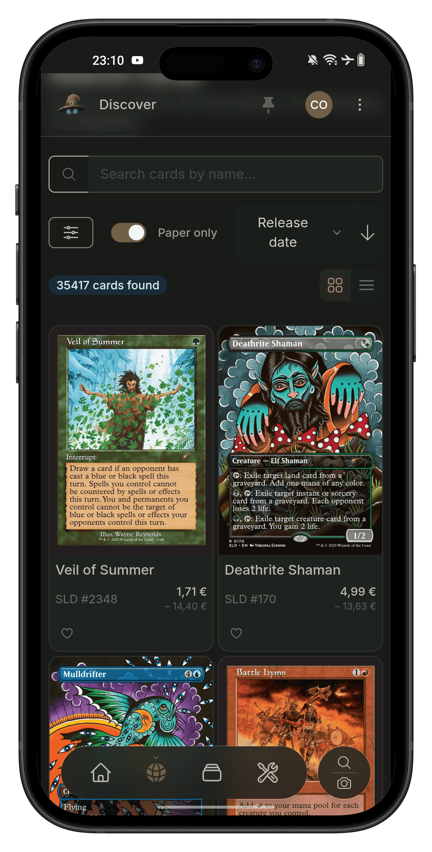 Card search and browsing